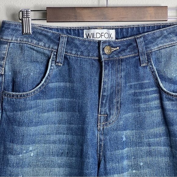 Wildfox Jeans Women's 28 Da Vinci Wash Paint Baggy Cropped Medium Wash - Picture 4 of 10